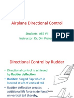 Airplane Directional Control: Students: ASE VII Instructor: Dr. Om Prakash
