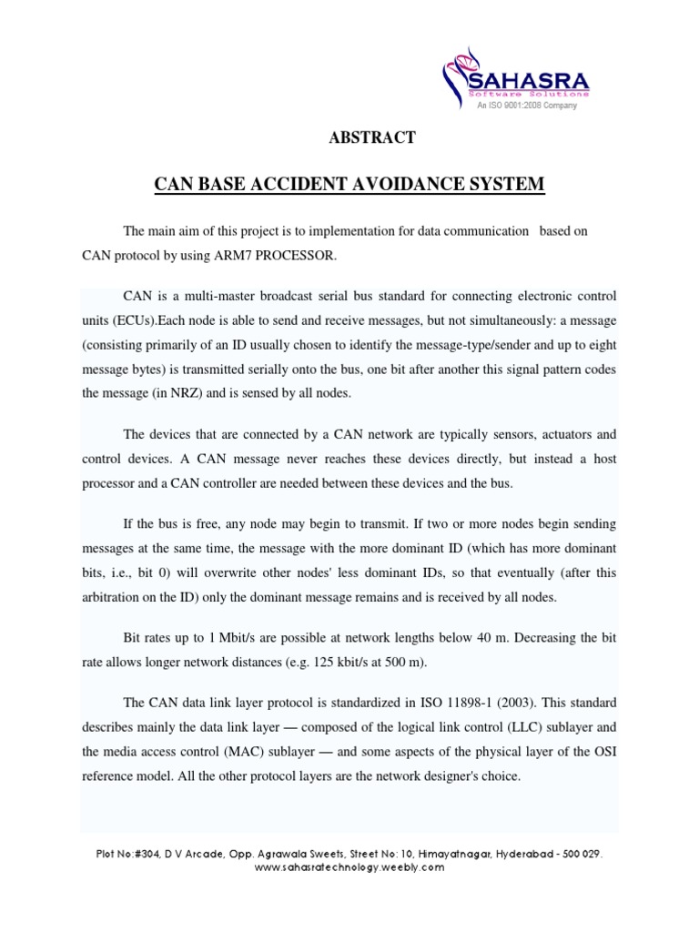 CAN Protocol-Based Accident Avoidance System | PDF