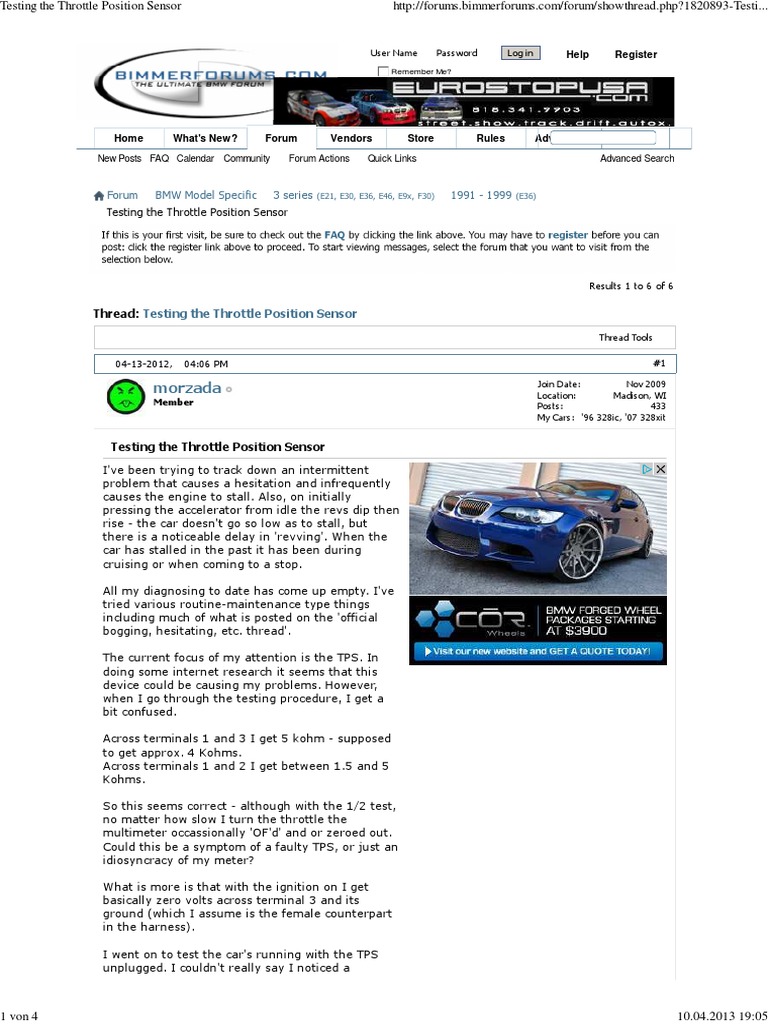 Testing The Throttle Position Sensor | PDF | Throttle | Vehicle Technology