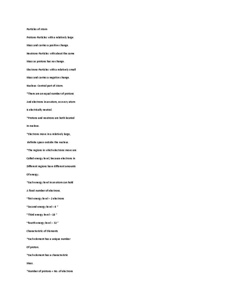 Particles of Atom | PDF | Atoms | Proton