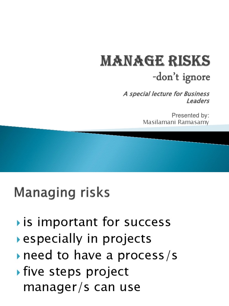 Manage Risks in Projects | PDF | Risk Management | Risk