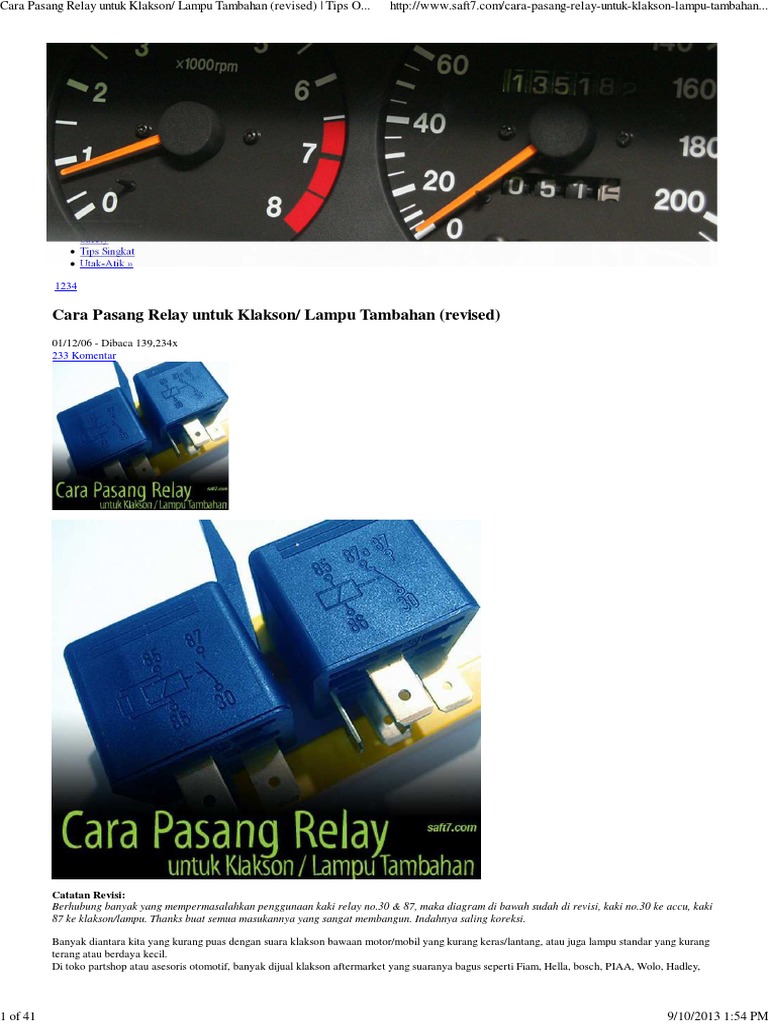 Cara Pasang Relay Untuk Klakson Lampu Tambahan Revised Tips