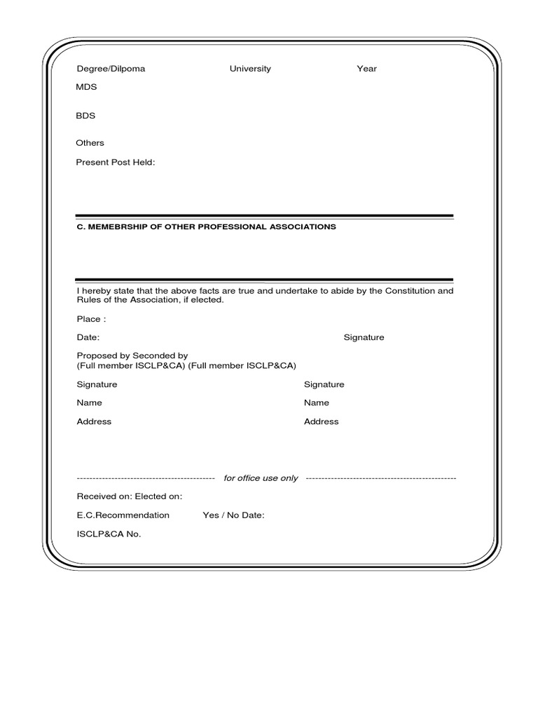 Isclpca Registration Form | PDF