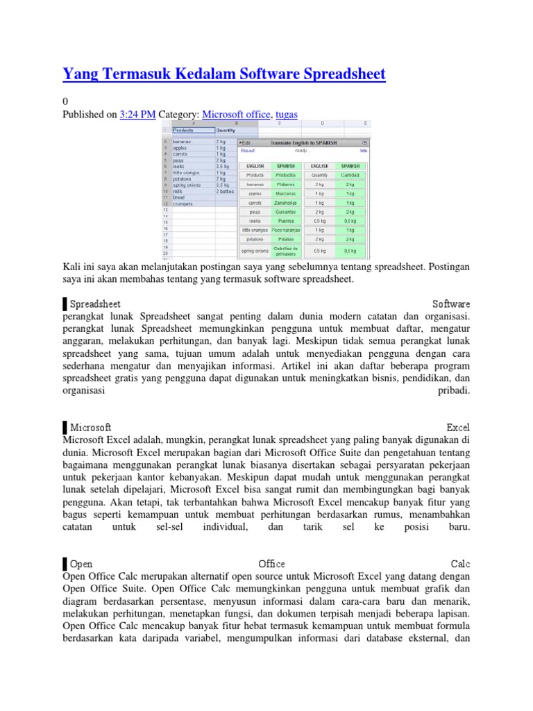 Yang Termasuk Kedalam Software Spreadsheet | PDF