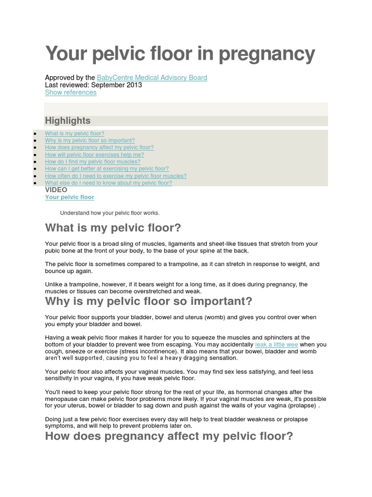 Your Pelvic Floor In Pregnancy Bu Marti Urinary