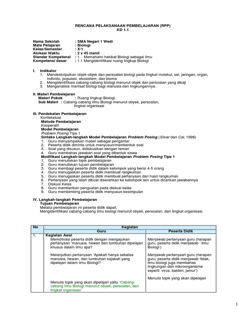 Rpp Bio Kelas X Smt 1 2