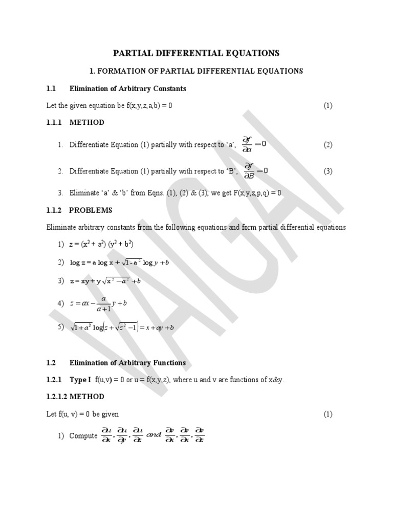 Partial Differential Equations Question Bank PDF Rates Equations