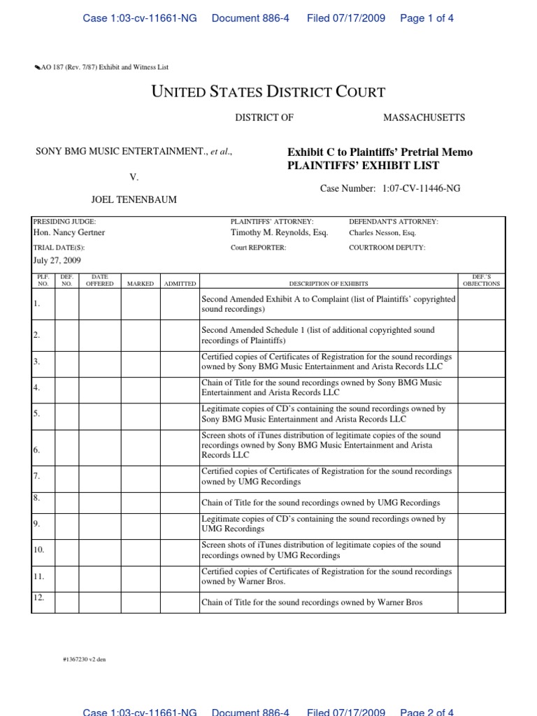 Plaintiffs' Exhibit List | PDF | Patent | Business