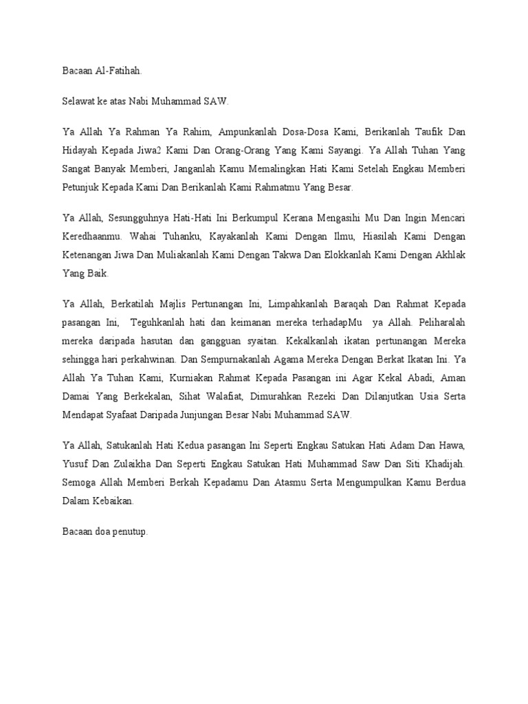 Doa Majlis Pertunangan Pdf