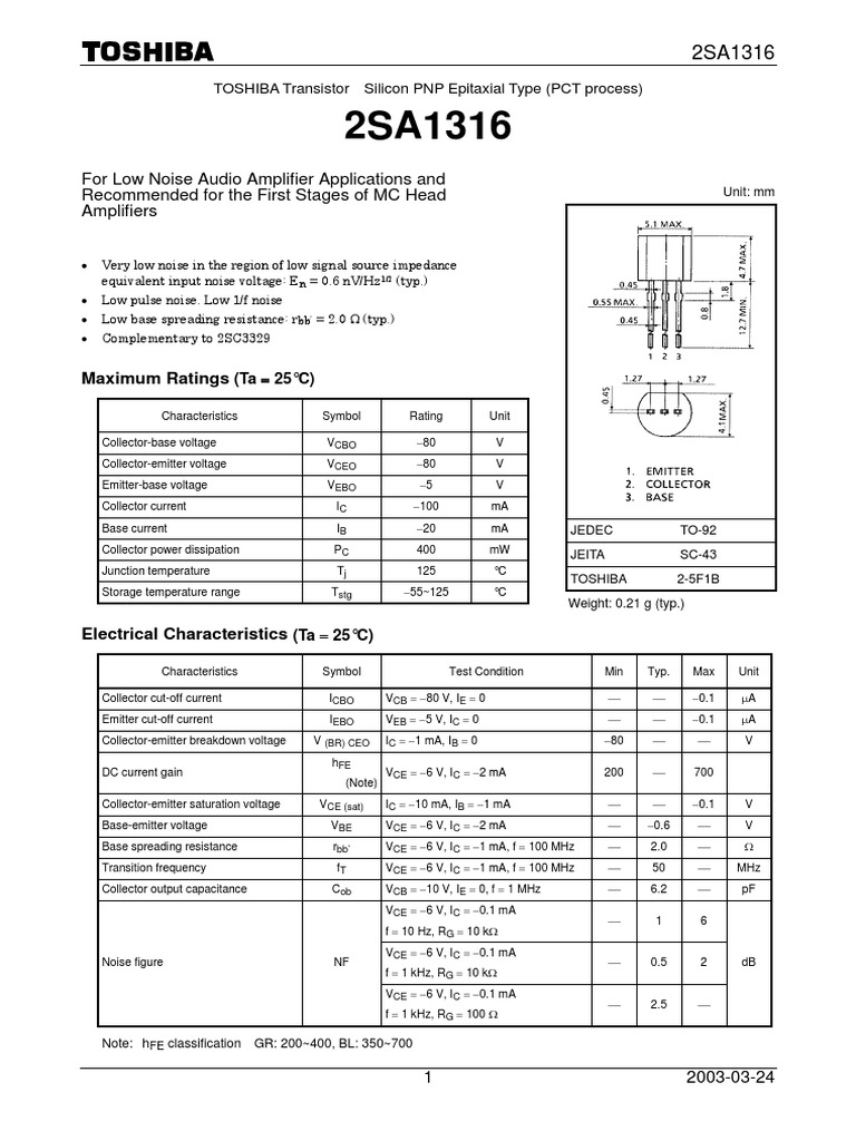 For Low Noise Audio Amplifier Applications and For The