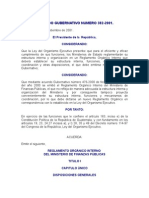 ACUERDO GUBERNATIVO 382-2001 REGLAMENTO ORGÁNICO INTERNO DEL MINISTERIO DE FINANZAS PÚBLICAS