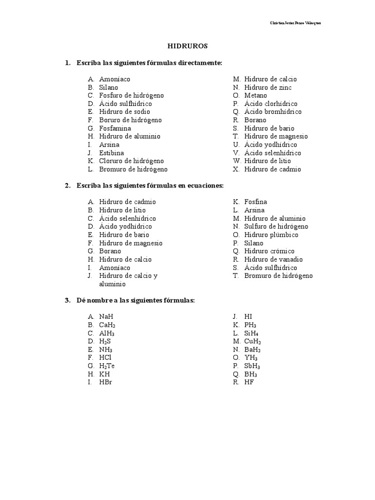 Formula De Hidruro De Zinc Balan