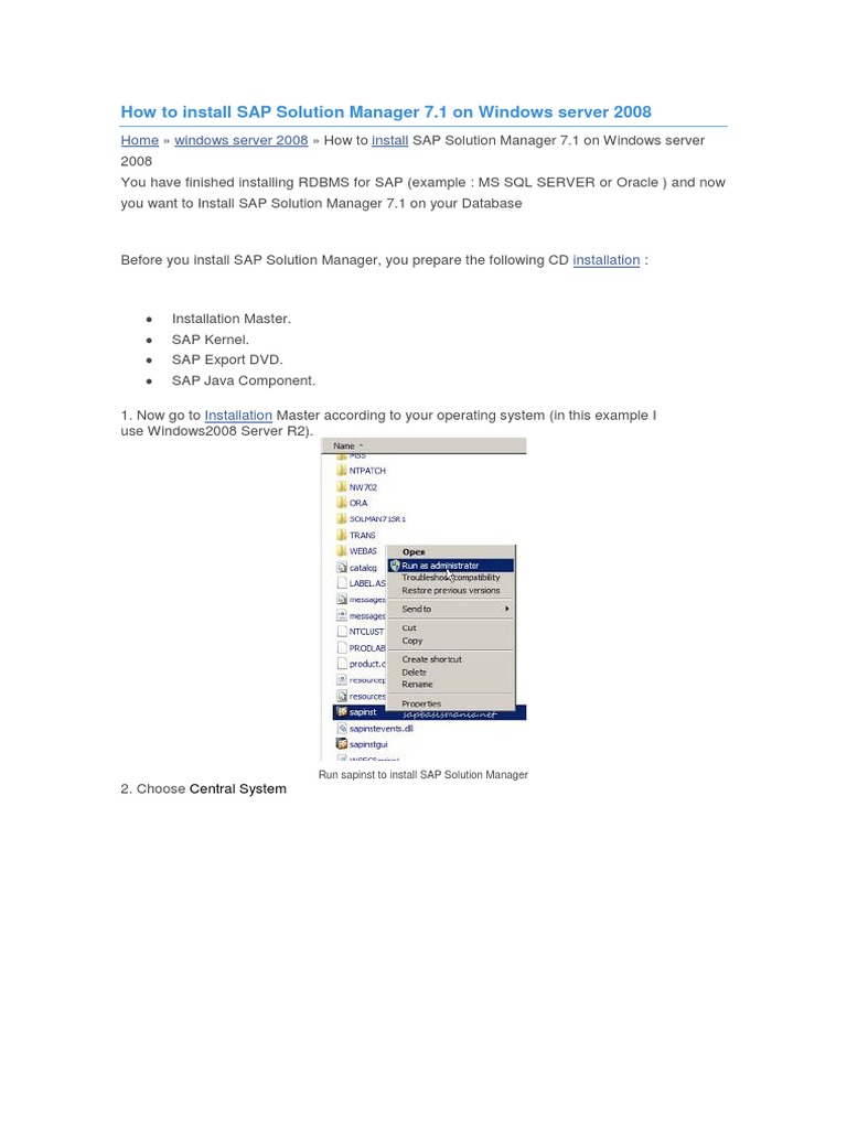 Install SAP Solution Manager 7.1 on Windows | PDF | Oracle Database ...