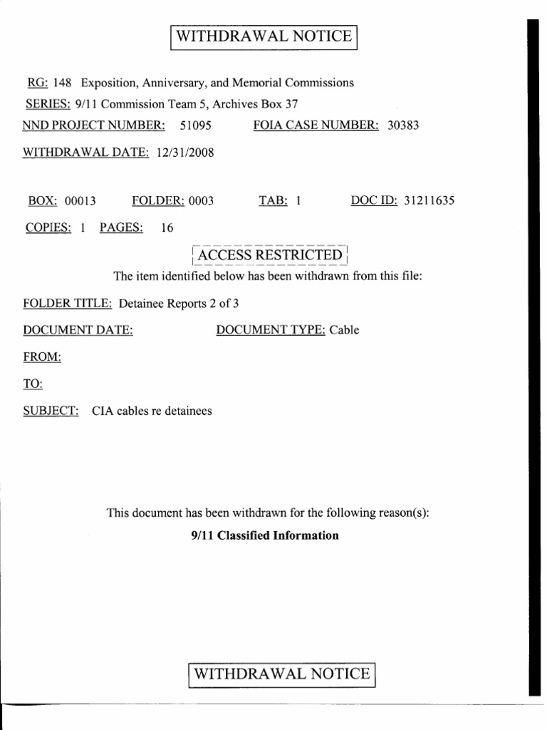 9/11 Detainee Reports Withdrawal Notice | PDF