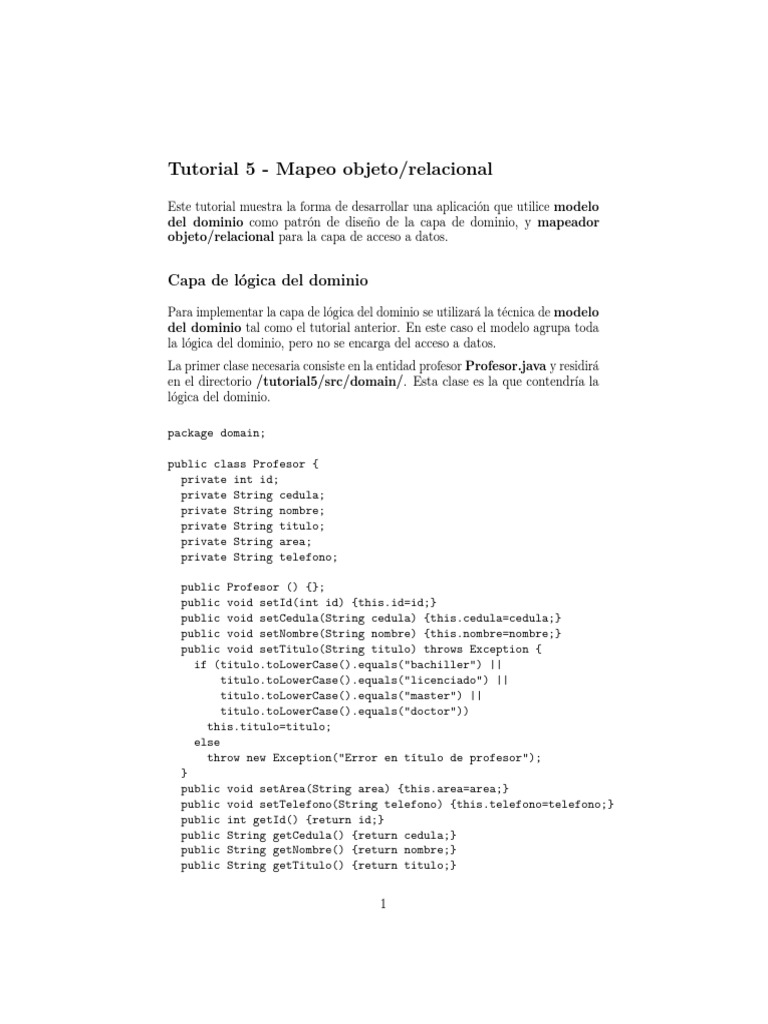 Tutorial de Mapeo Objeto/Relacional | PDF | Java (lenguaje de ...