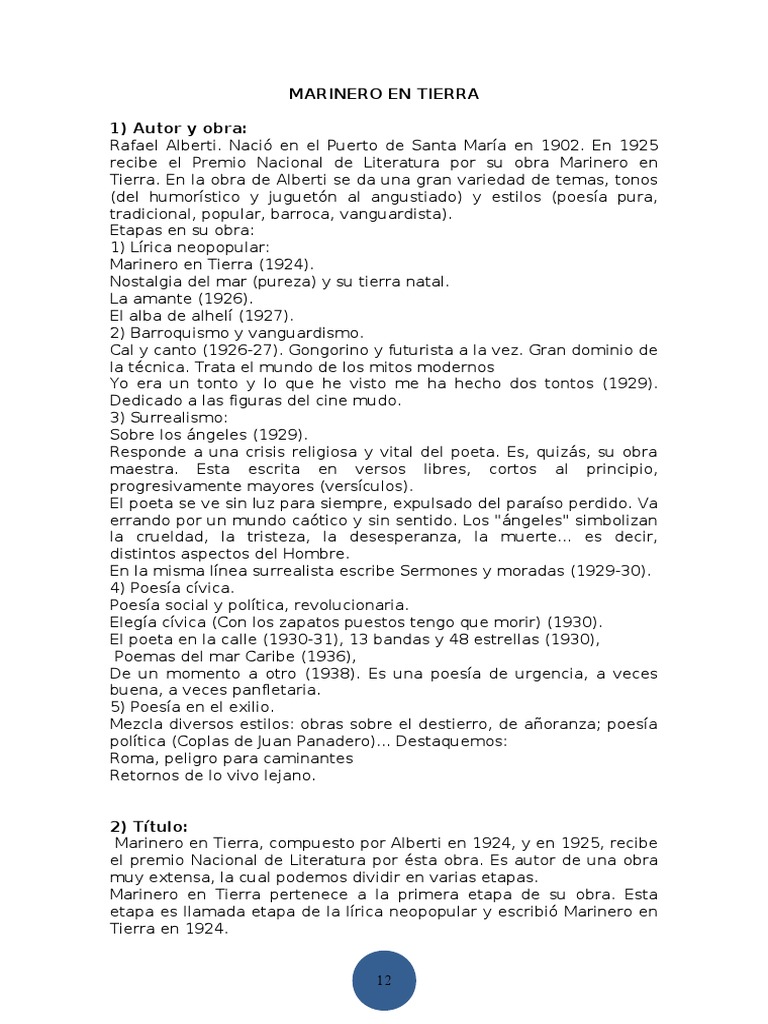 Marinero En Tierra Descargar Gratis Pdf Metro Poesía Poesía
