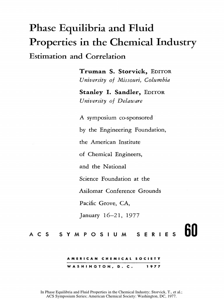 Phase Equilibria and Fluid Properties in The Chemical Industry ...