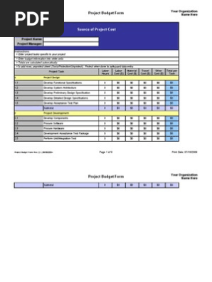 Project Budget Template