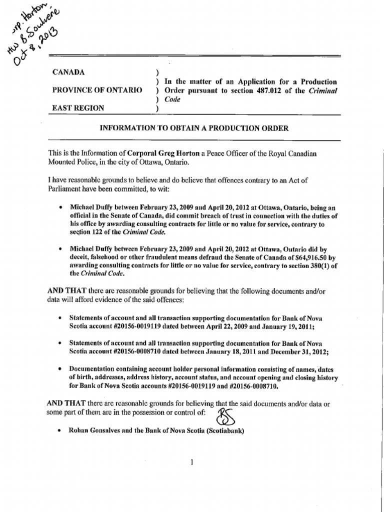 Production Order, Duffy (Oct. 8) | PDF