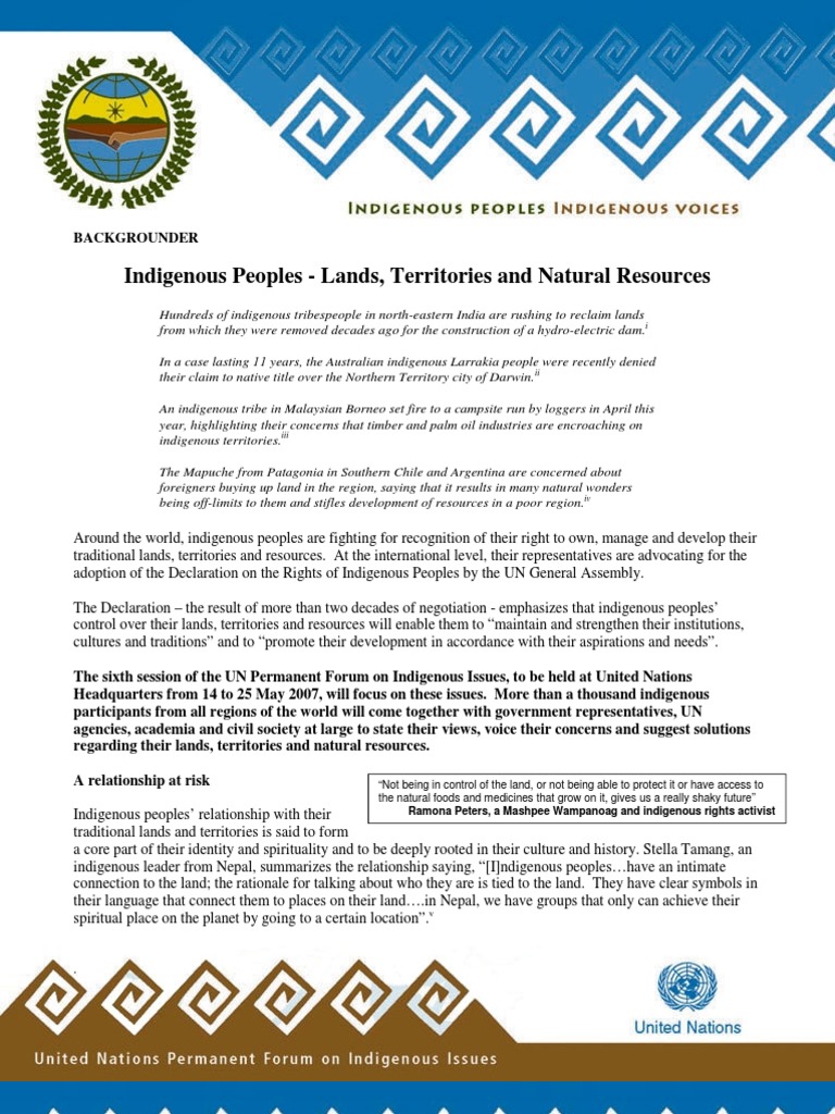 Indigenous Peoples - Lands, Territories and Natural Resources | PDF ...