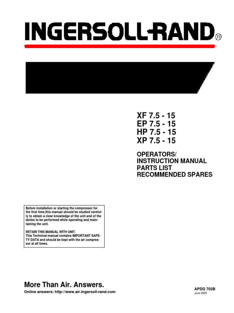 Manual de Compresor Ingersoll Rand PDF