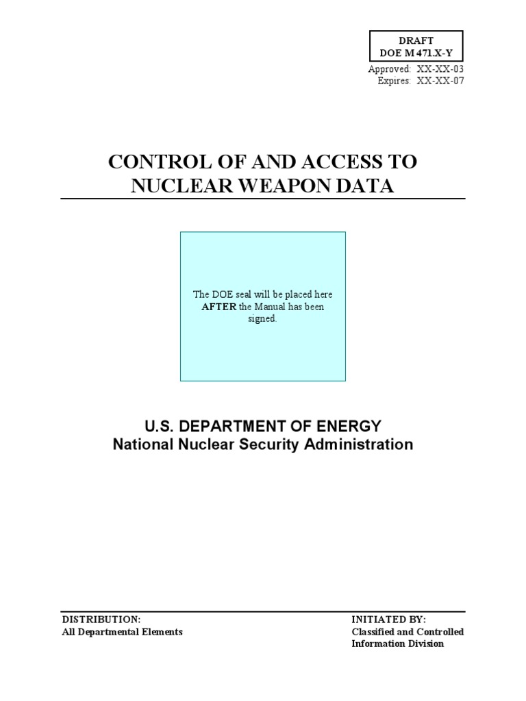 Nuclear Weapon Data Control Manual | PDF | United States Department Of ...