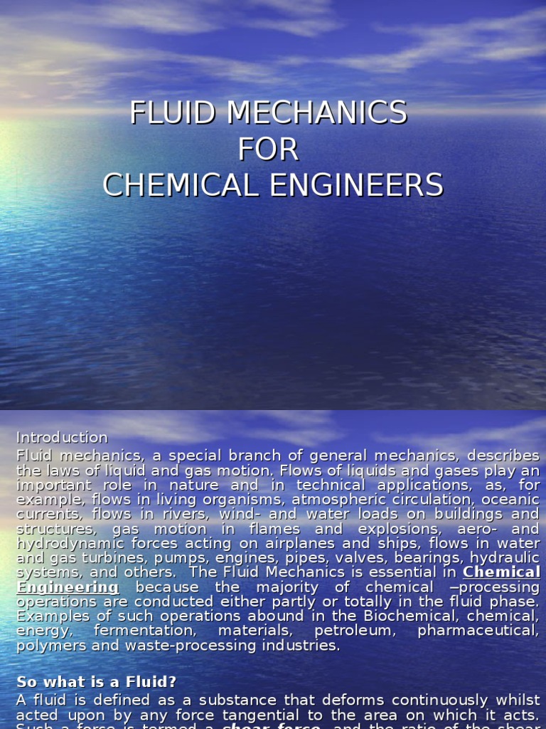 Fluid Mechanics FOR Chemical Engineers PDF Pressure Pressure