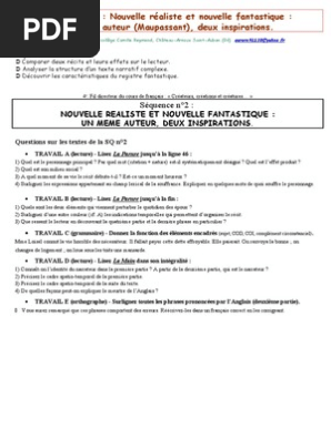 4 Sq2 Oi Maupassant Entre Realisme Et Fantastique Pdf Guy De Maupassant Lecture Processus