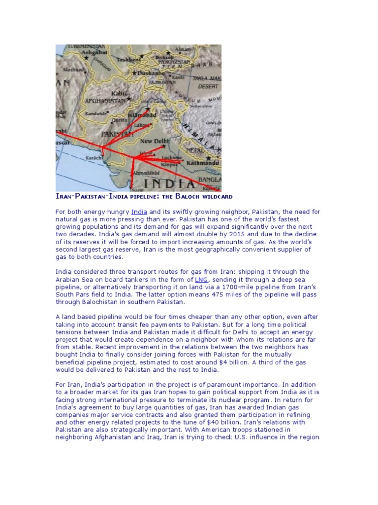 Iran-Pakistan-India Gas Pipeline Overview | PDF | Natural Gas | Pakistan