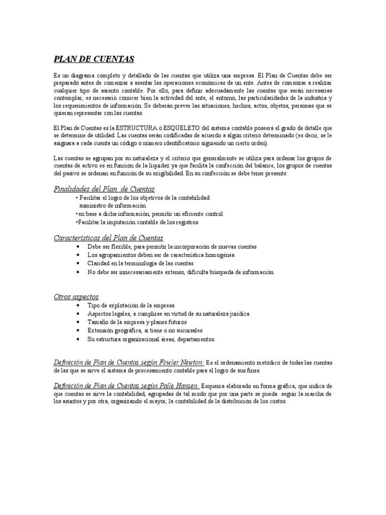 Plan de Cuentas y Manual de Cuentas | PDF | Contabilidad | Economias