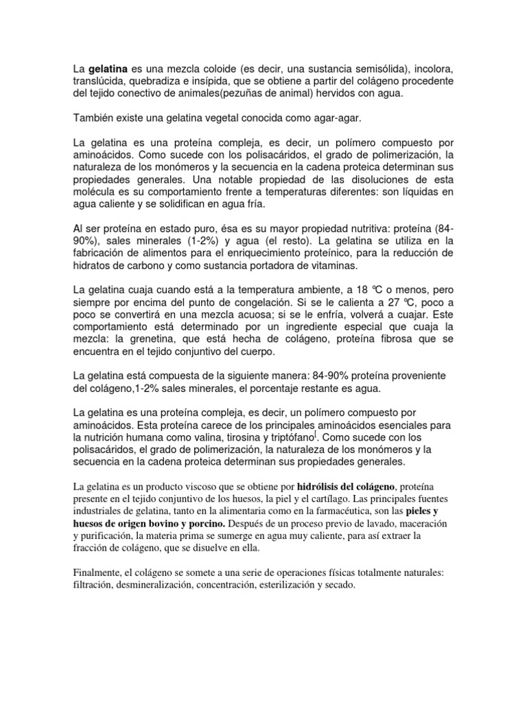 La Gelatina Es Una Mezcla Coloide Gelatina Química