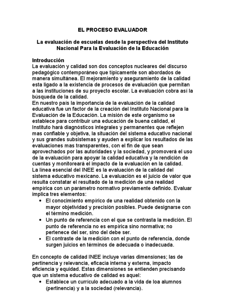 Evaluación de la Calidad Educativa | PDF | Evaluación | Plan de estudios