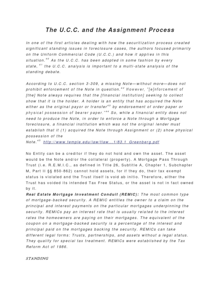 UCC Assignment Process Overview | PDF | Uniform Commercial Code | Mortgages