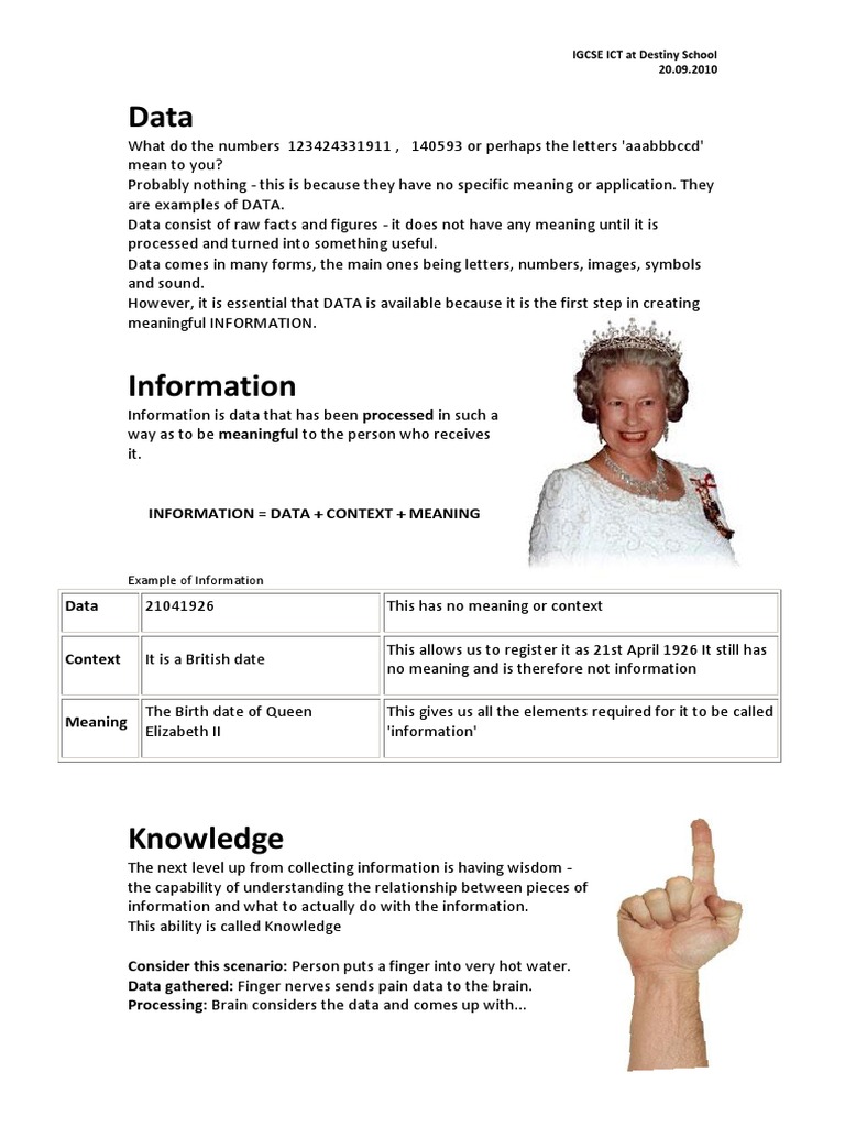 Information Data + Context + Meaning | PDF | Input/Output | Data