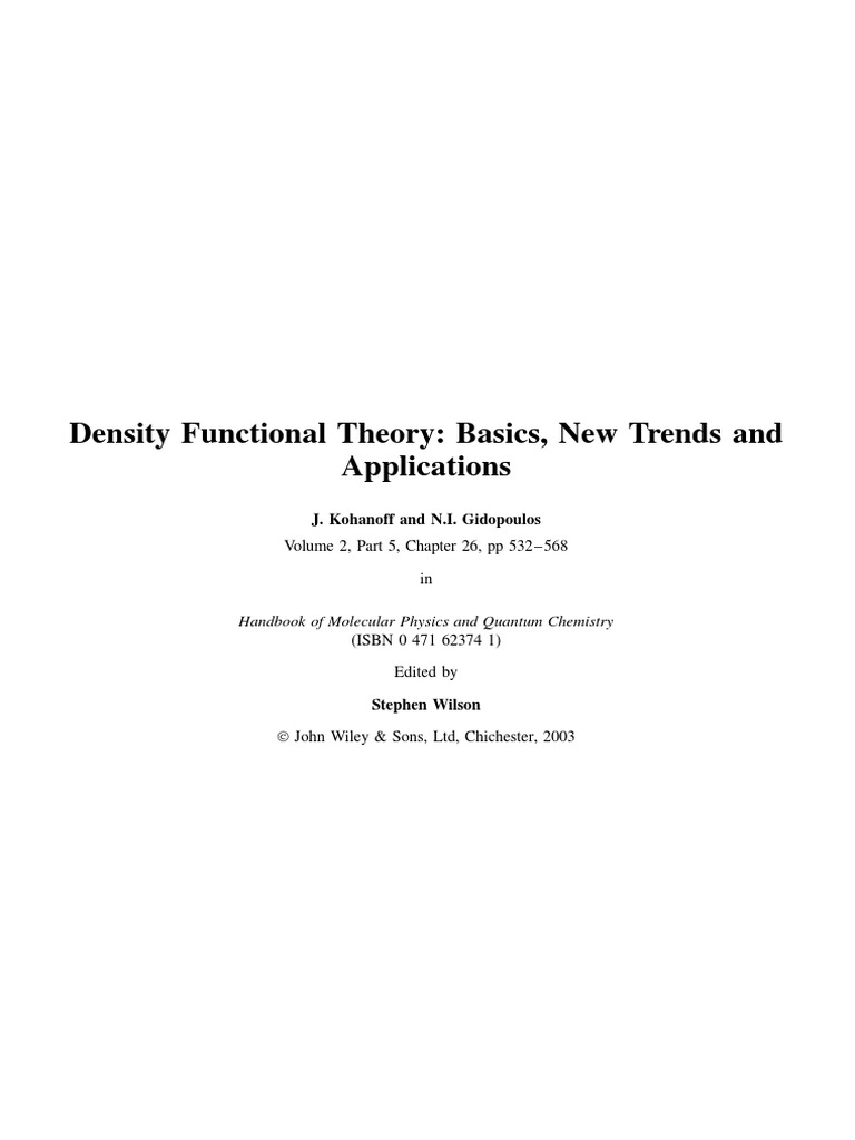 Density Functional Theory Basics | PDF | Density Functional Theory ...