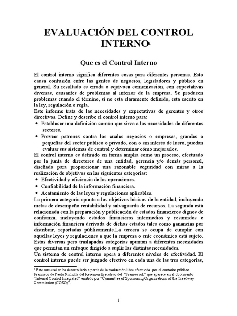Evaluación Del Control Interno | PDF | Planificación | Contabilidad