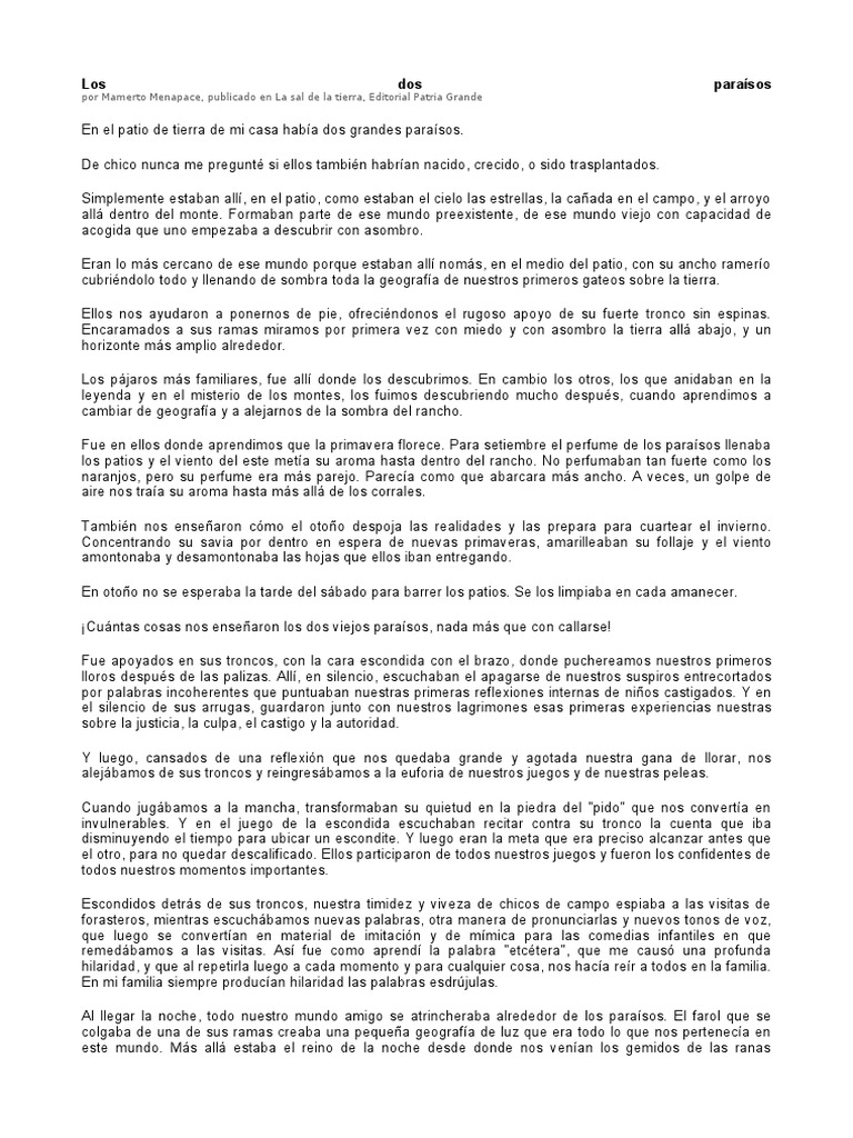 Cuentos de Mamerto Menapace PDF Existencia Filosofía