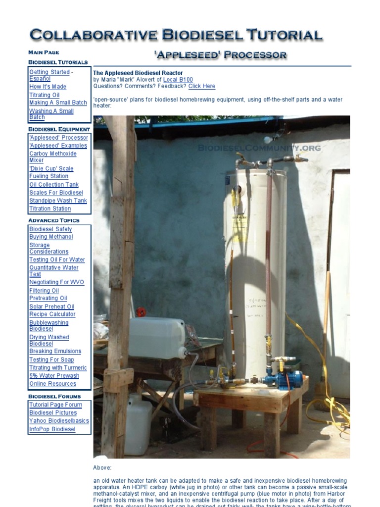 Appleseed Biodiesel Processor Plans – NEBD