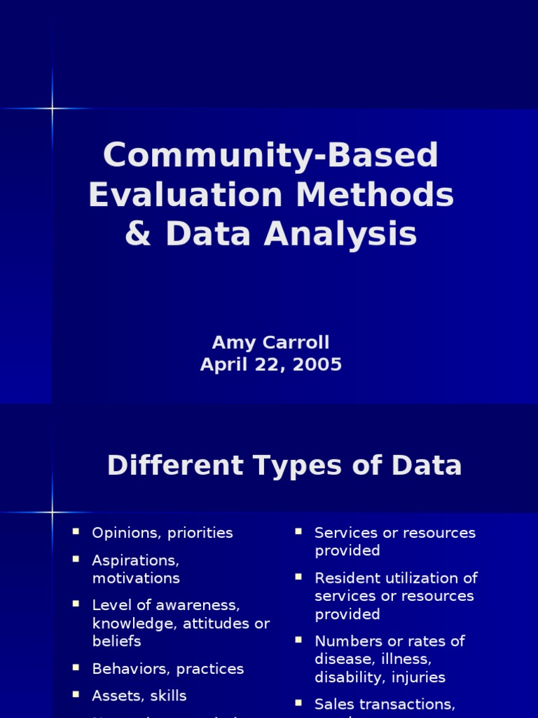 Community-Based Evaluation Methods Guide | PDF | Focus Group | Survey ...