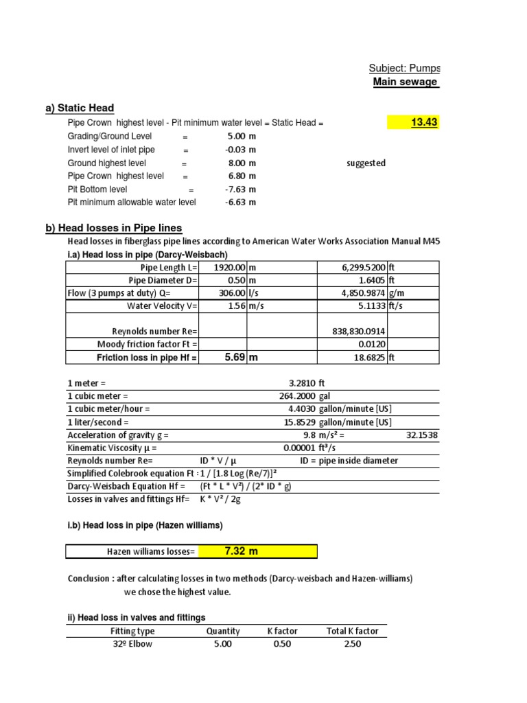 Head Loss Calculation