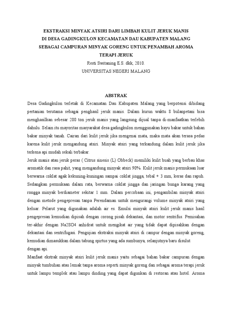 Ekstraksi Limbah Kulit Jeruk | PDF