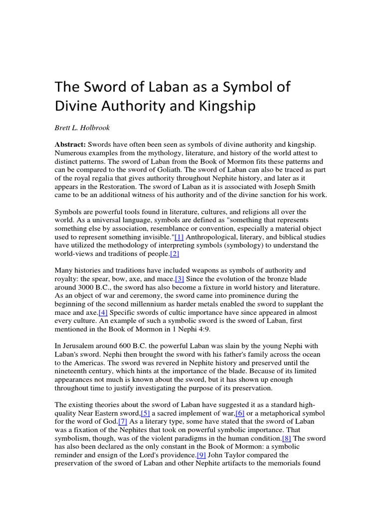 Sword of Laban: Divine Authority Symbol | PDF | Joseph Smith | David