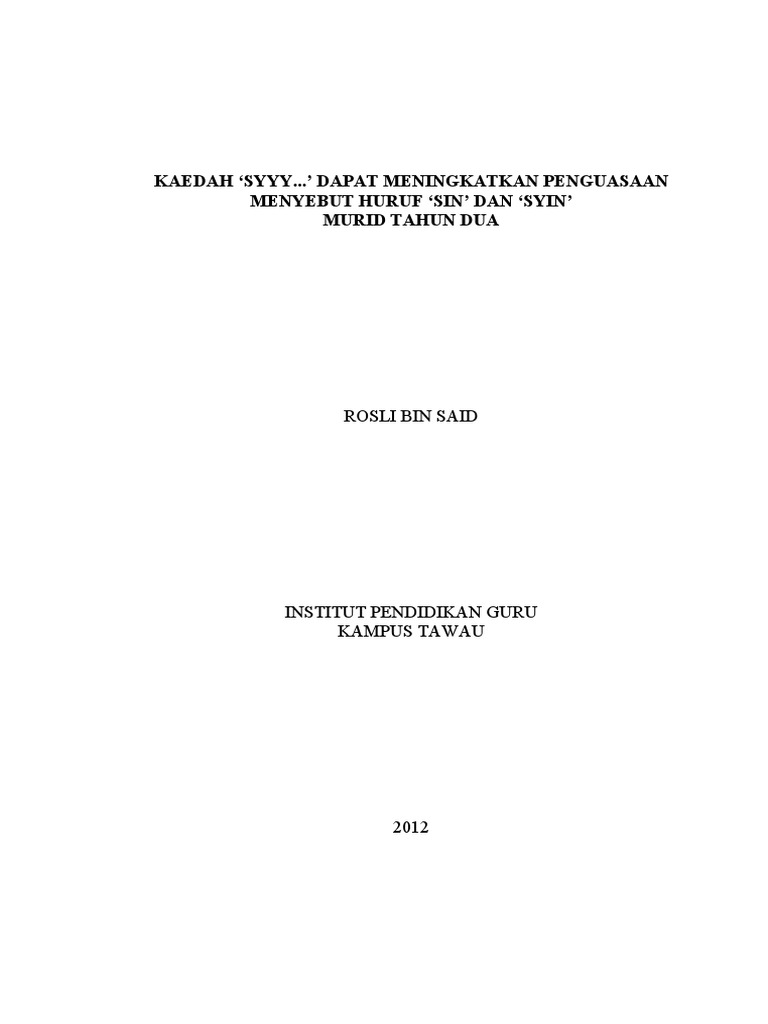 Kaedah 'SYYY...' untuk Huruf Jawi | PDF