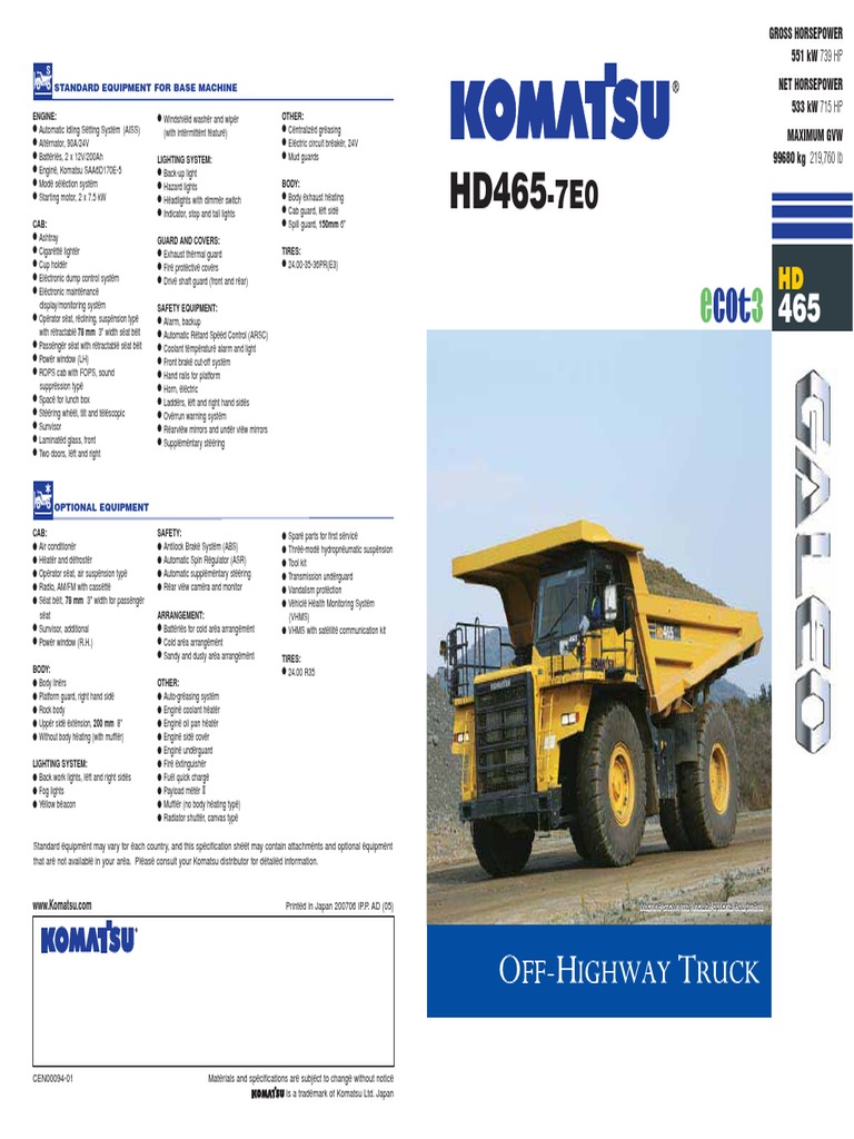 HD465 - Rigid Dump Truck | PDF | Brake | Transmission (Mechanics)