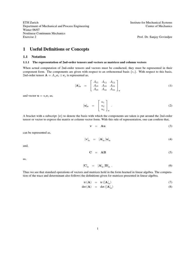 Nonlinear Continuum Mechanics | PDF | Tensor | Determinant