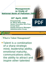 Talent Management: A Case Study of National Bank of Pakistan (NBP) 18 April, 2009