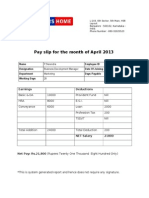 Pay Slip For The Month of April 2013: Company Name