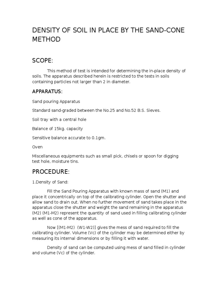 Sand Cone | PDF