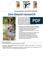 Zoo-Based Research: Sandwich Placement and Graduate Intern Scheme 2014-2015