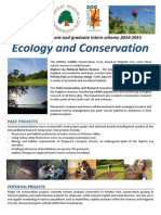Ecology and Conservation: Sandwich Placement and Graduate Intern Scheme 2014-2015